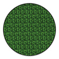 Green Pot Leaf Pattern Print Round Floor Mat