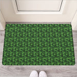 Green Pot Leaf Pattern Print Rubber Doormat