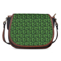 Green Pot Leaf Pattern Print Saddle Bag