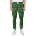 Green Pot Leaf Pattern Print Joggers