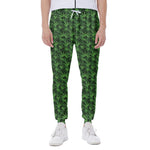 Green Pot Leaf Pattern Print Scuba Joggers
