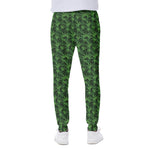 Green Pot Leaf Pattern Print Scuba Joggers