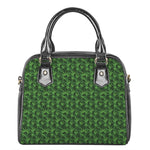 Green Pot Leaf Pattern Print Shoulder Handbag