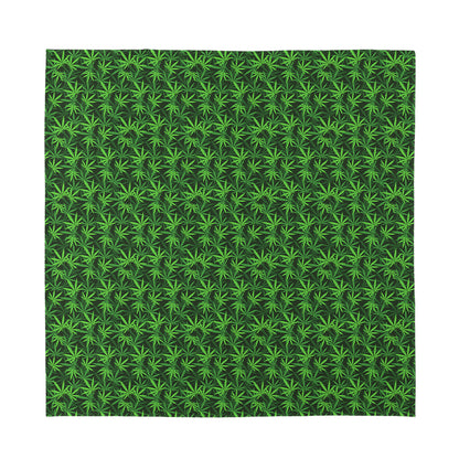 Green Pot Leaf Pattern Print Silk Bandana