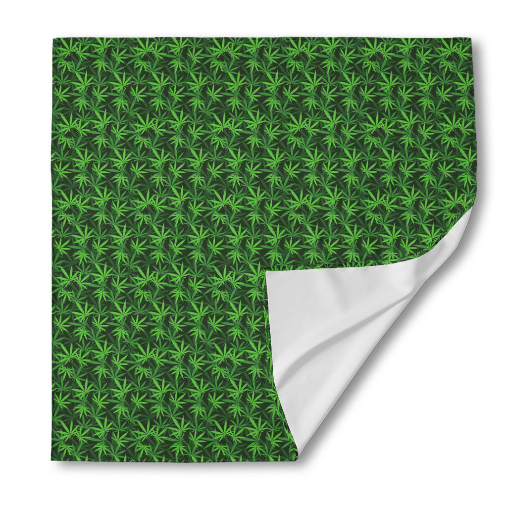 Green Pot Leaf Pattern Print Silk Bandana
