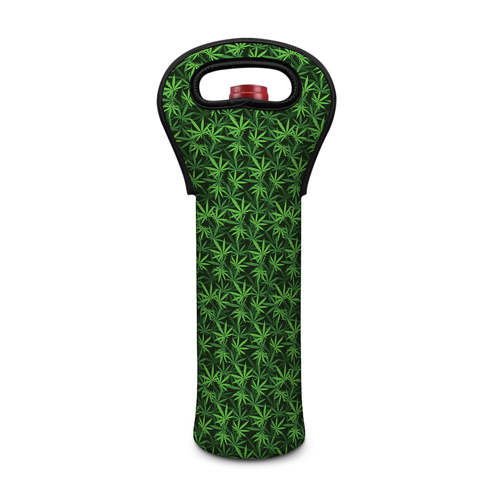 Green Pot Leaf Pattern Print Single Neoprene Wine Tote