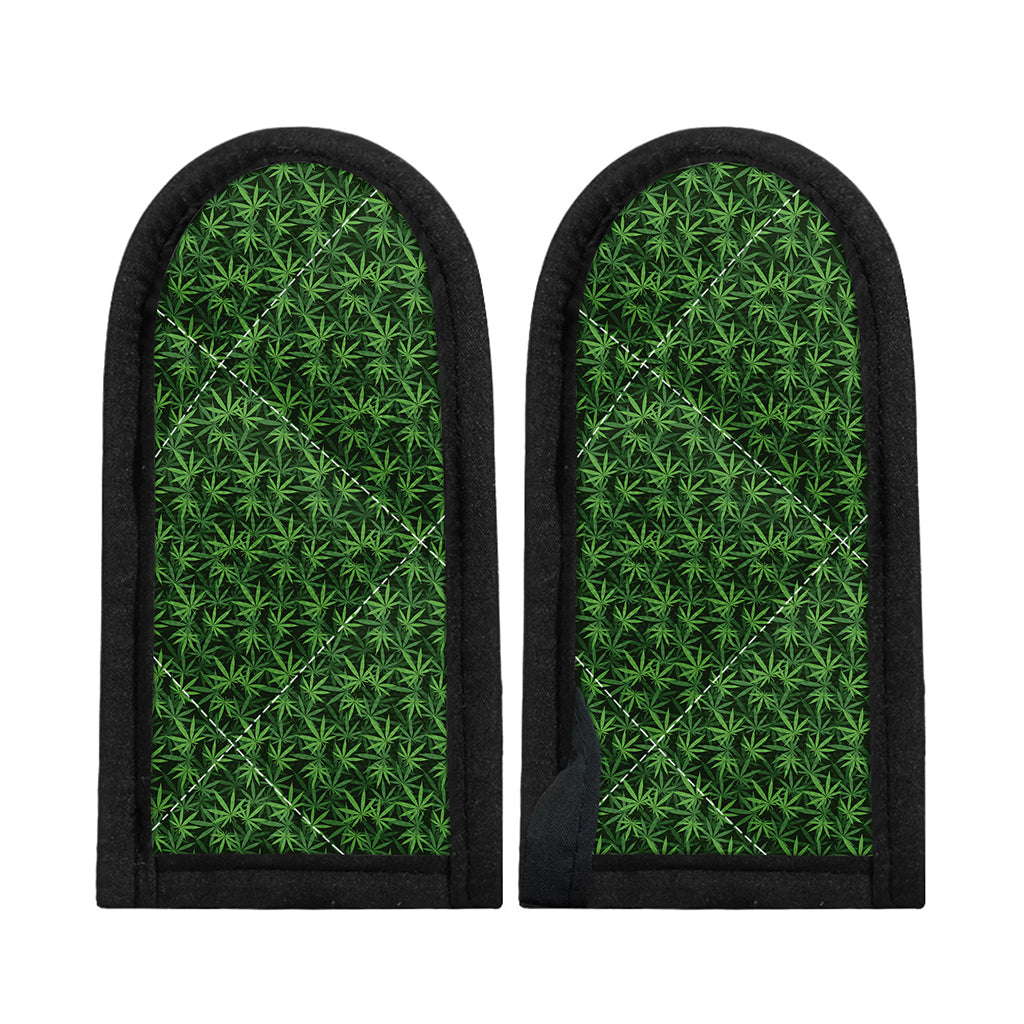 Green Pot Leaf Pattern Print Skillet Handle Cover