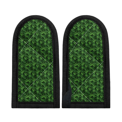 Green Pot Leaf Pattern Print Skillet Handle Cover