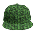 Green Pot Leaf Pattern Print Snapback Cap