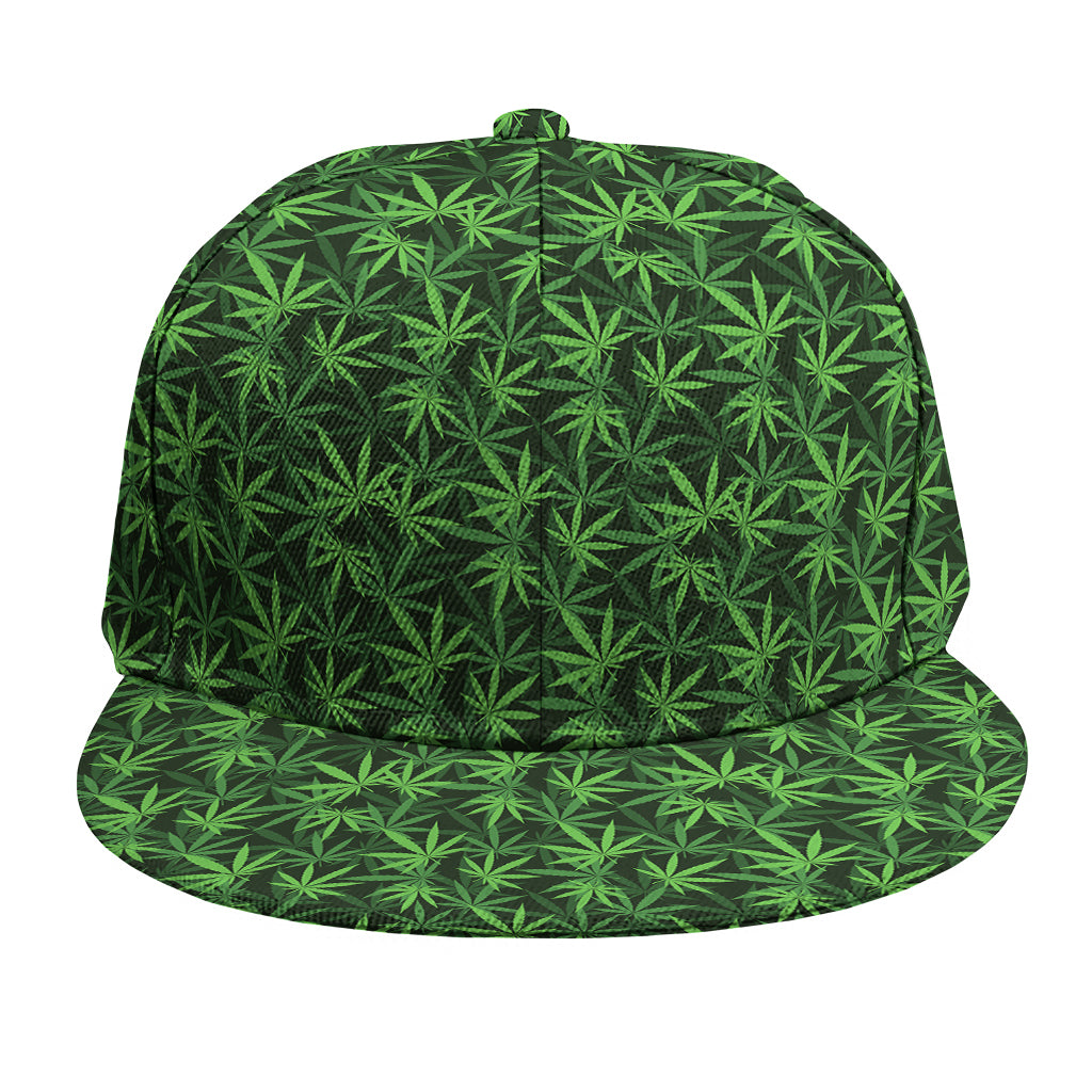 Green Pot Leaf Pattern Print Snapback Cap