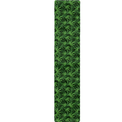Green Pot Leaf Pattern Print Table Runner