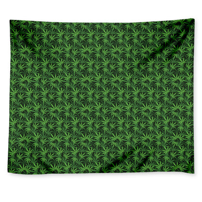 Green Pot Leaf Pattern Print Tapestry