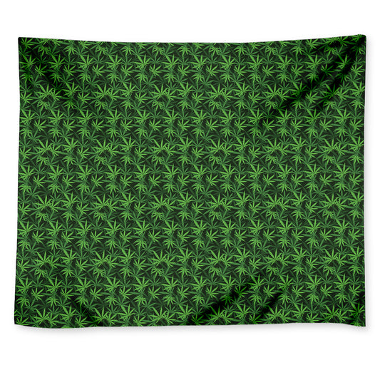 Green Pot Leaf Pattern Print Tapestry