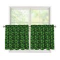 Green Pot Leaf Pattern Print Tier Curtains