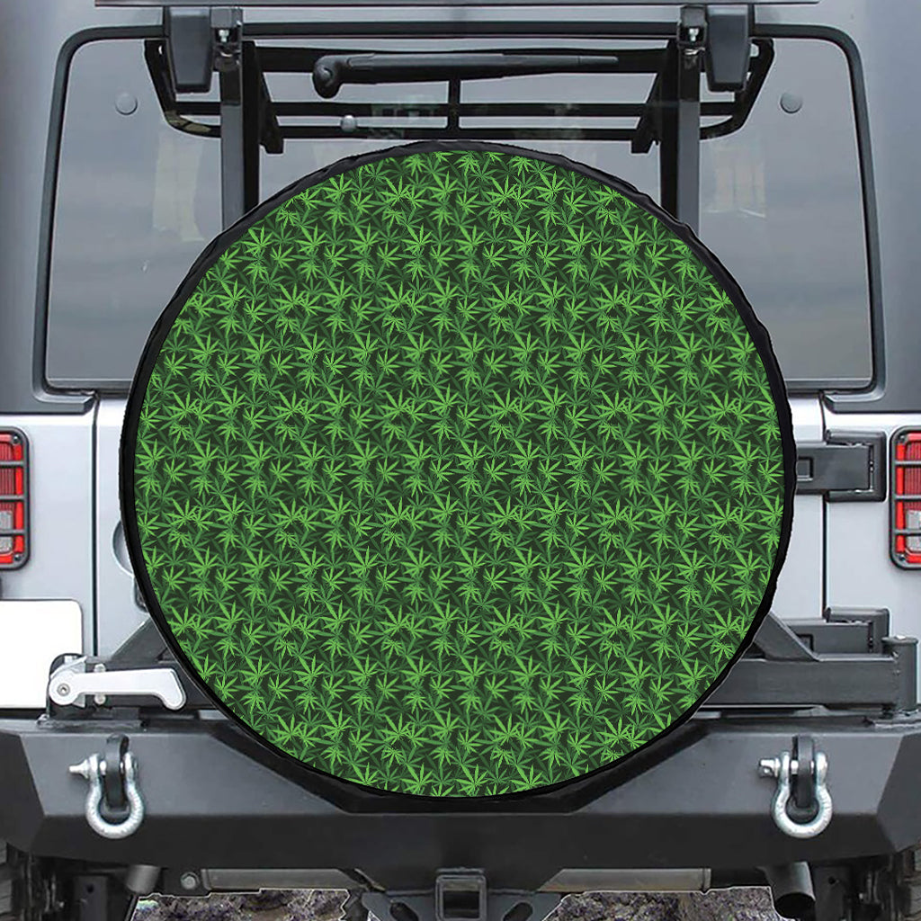 Green Pot Leaf Pattern Print Tire Cover