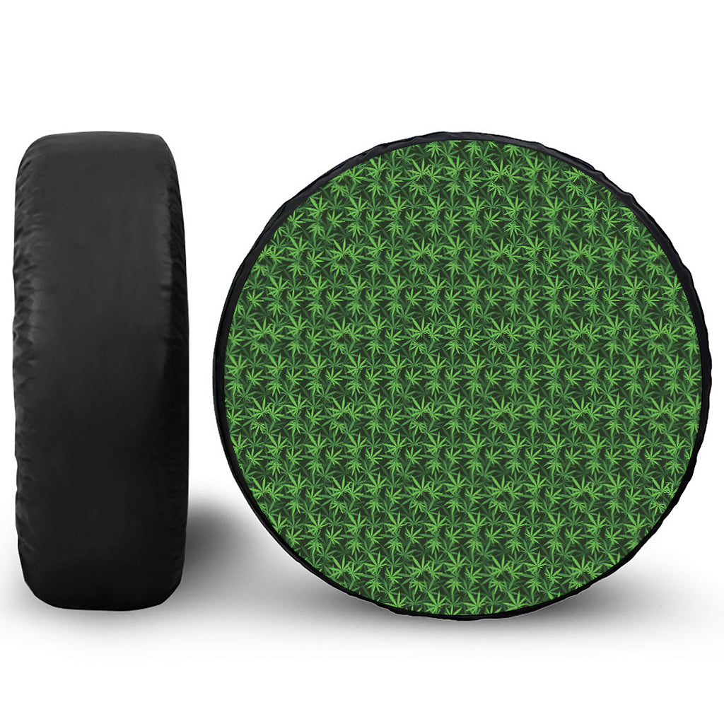 Green Pot Leaf Pattern Print Tire Cover