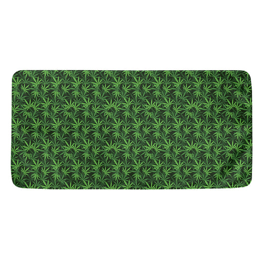 Green Pot Leaf Pattern Print Towel