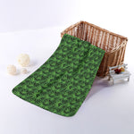 Green Pot Leaf Pattern Print Towel