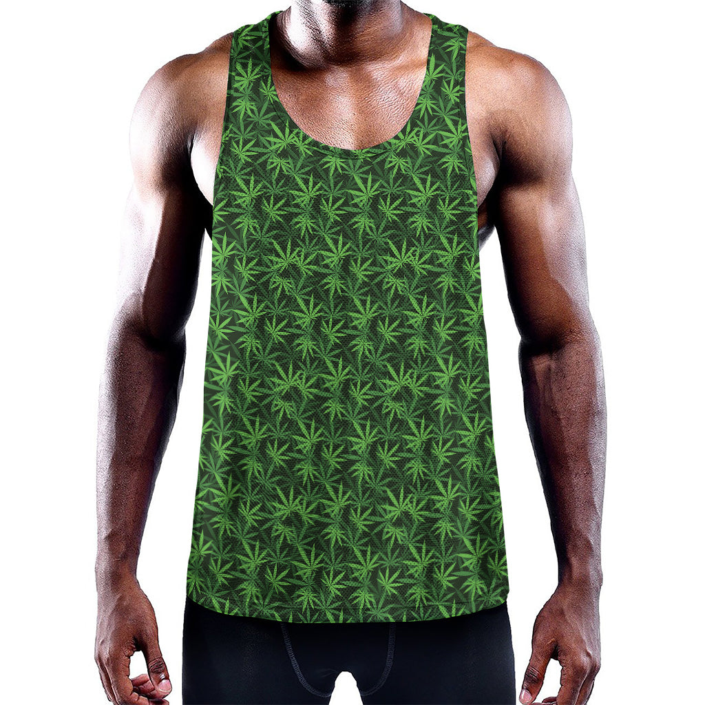 Green Pot Leaf Pattern Print Training Tank Top