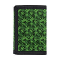 Green Pot Leaf Pattern Print Trifold Wallet