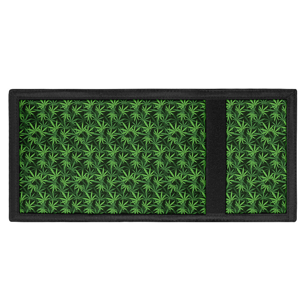 Green Pot Leaf Pattern Print Trifold Wallet