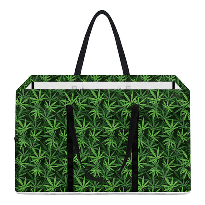 Green Pot Leaf Pattern Print Utility Tote Bag