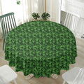 Green Pot Leaf Pattern Print Waterproof Round Tablecloth