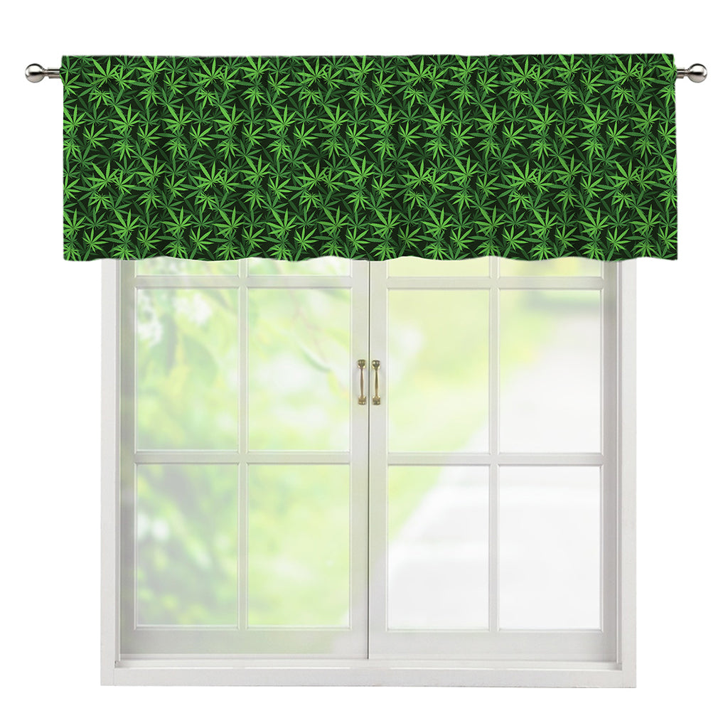 Green Pot Leaf Pattern Print Window Valance