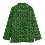 Green Pot Leaf Pattern Print Women's Blazer