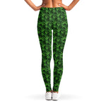 Green Pot Leaf Pattern Print Women's Leggings