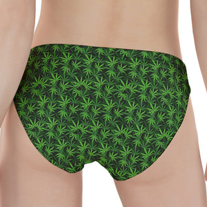 Green Pot Leaf Pattern Print Women's Panties