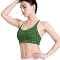 Green Pot Leaf Pattern Print Women's Sports Bra