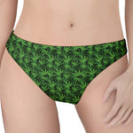 Green Pot Leaf Pattern Print Women's Thong