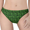 Green Pot Leaf Pattern Print Women's Thong