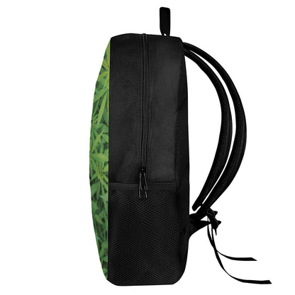 Green Pot Leaf Print 17 Inch Backpack