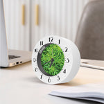 Green Pot Leaf Print Alarm Clock