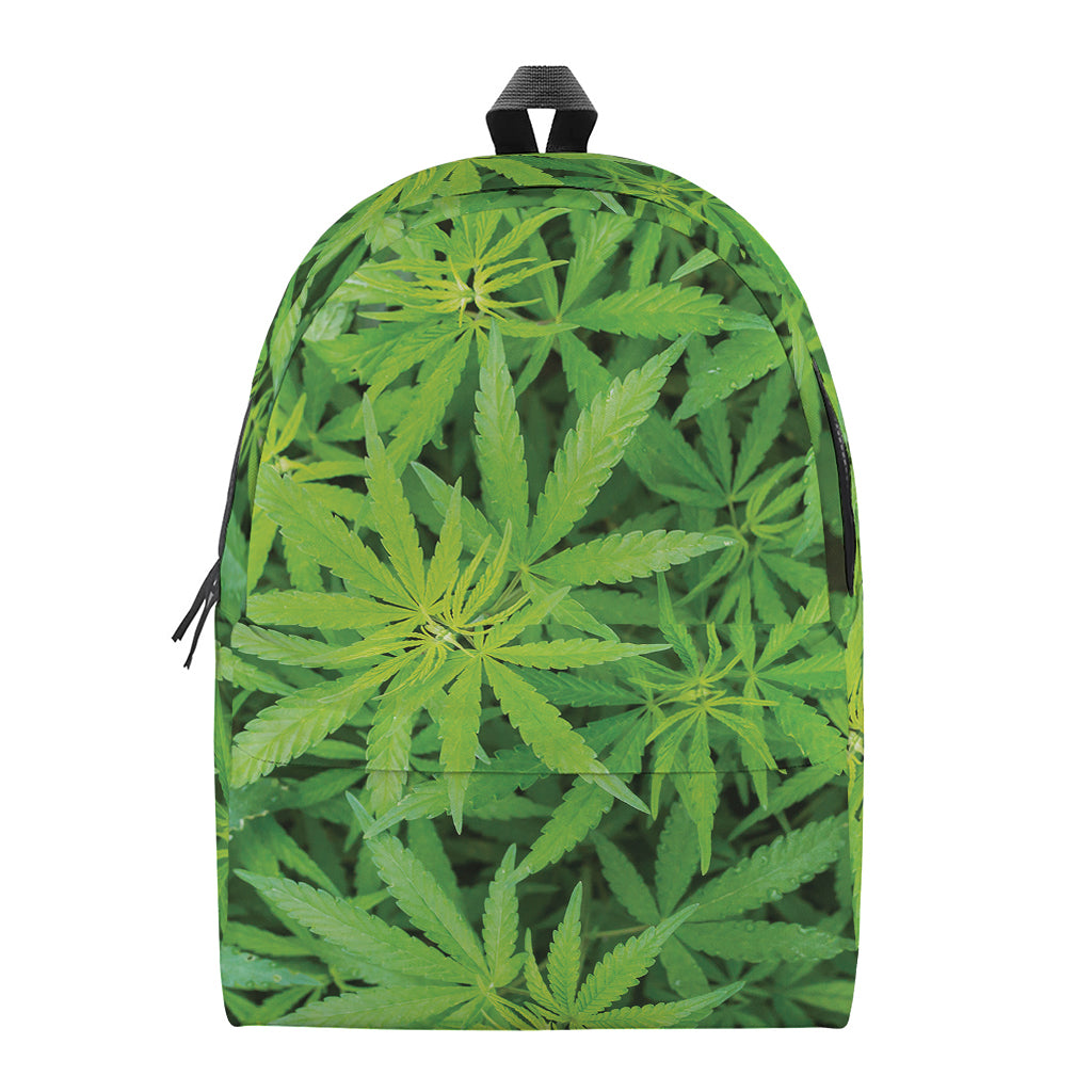 Green Pot Leaf Print Backpack