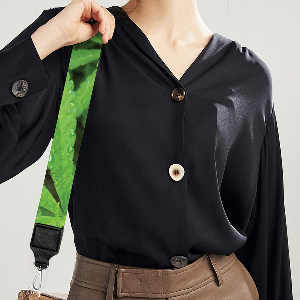 Green Pot Leaf Print Bag Strap