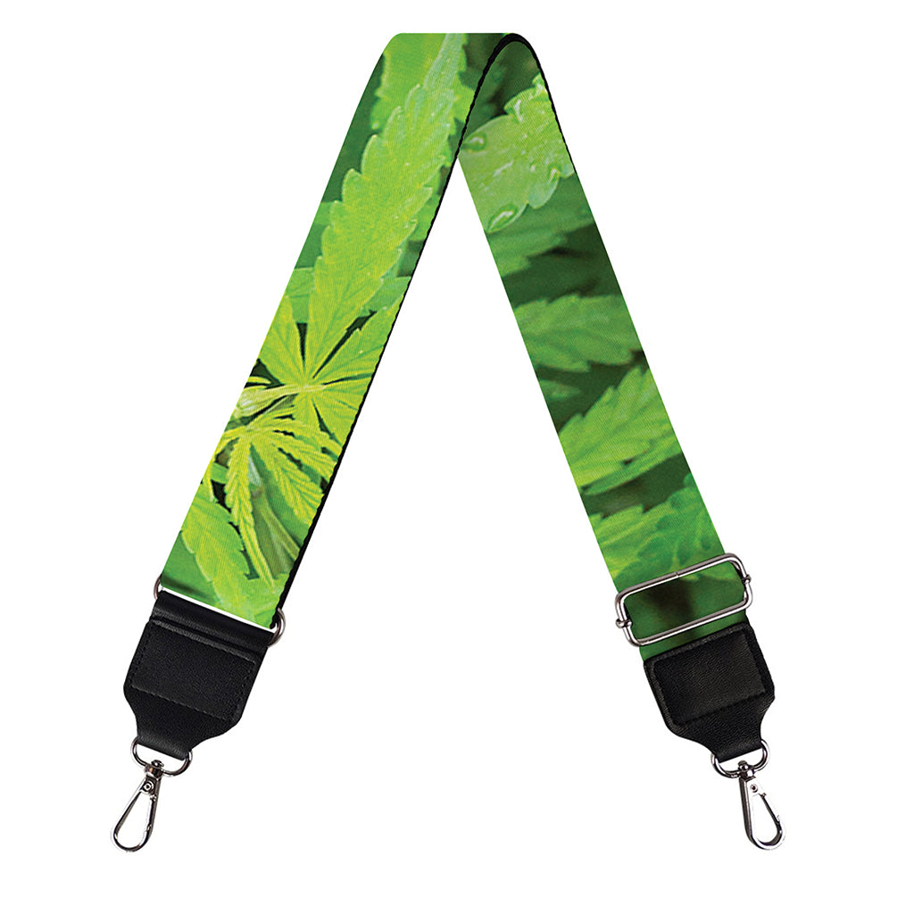 Green Pot Leaf Print Bag Strap