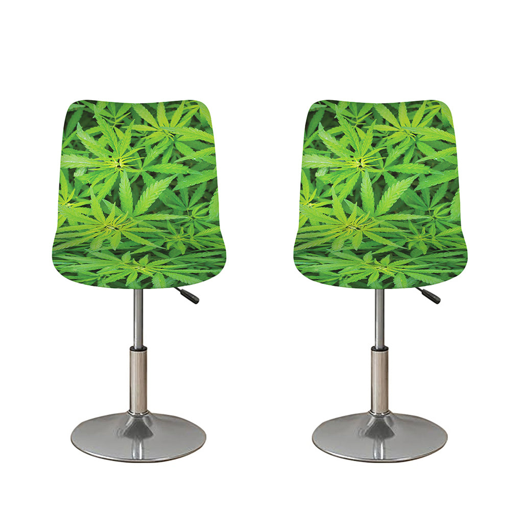 Green Pot Leaf Print Bar Stool Covers