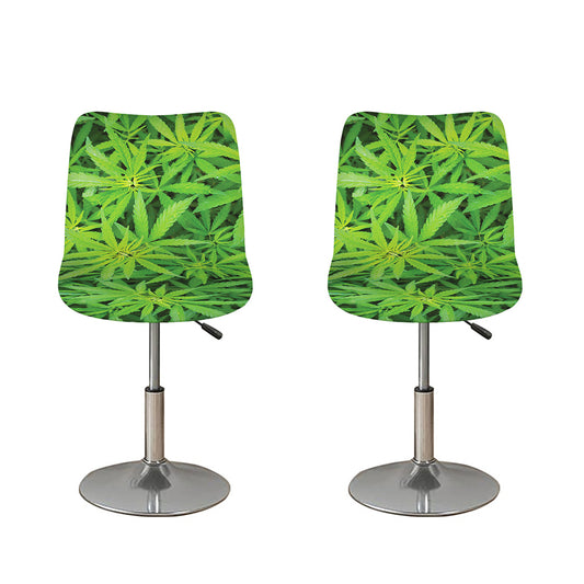 Green Pot Leaf Print Bar Stool Covers