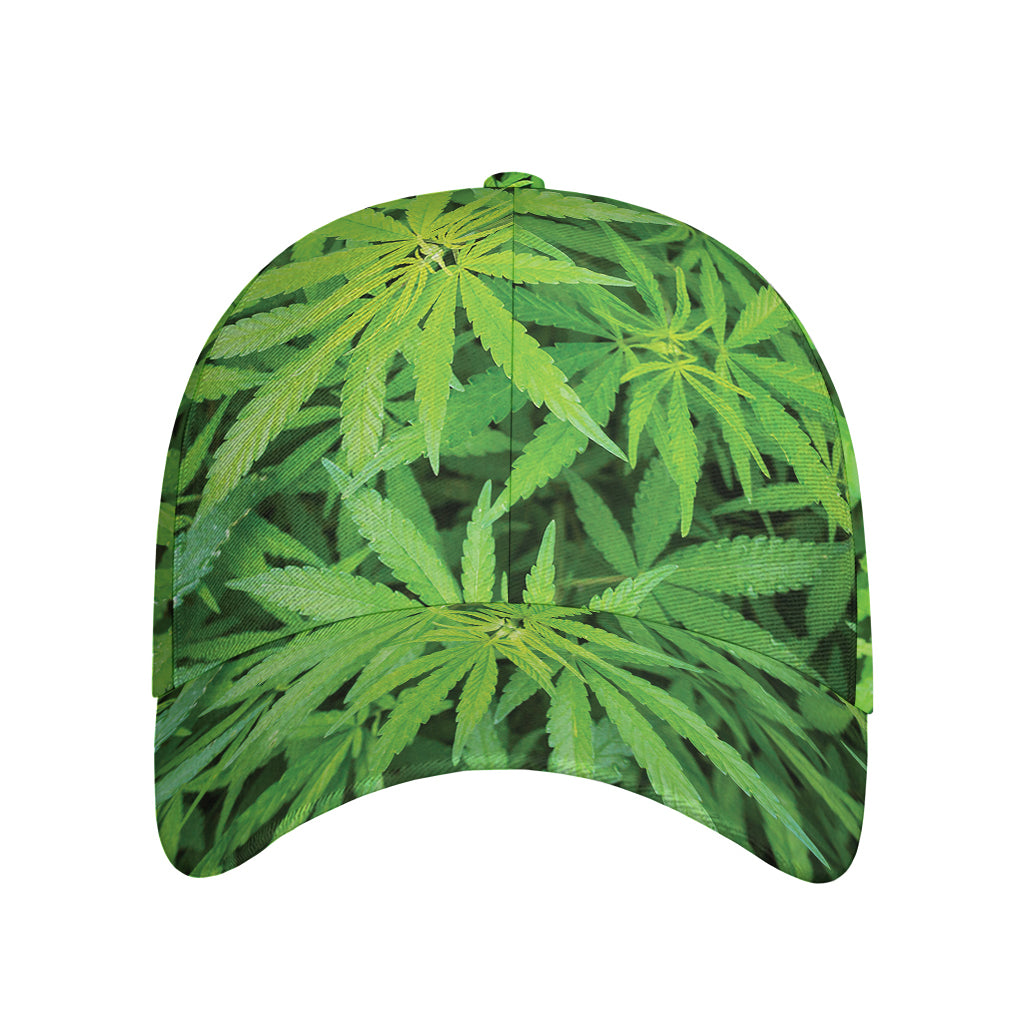 Green Pot Leaf Print Baseball Cap
