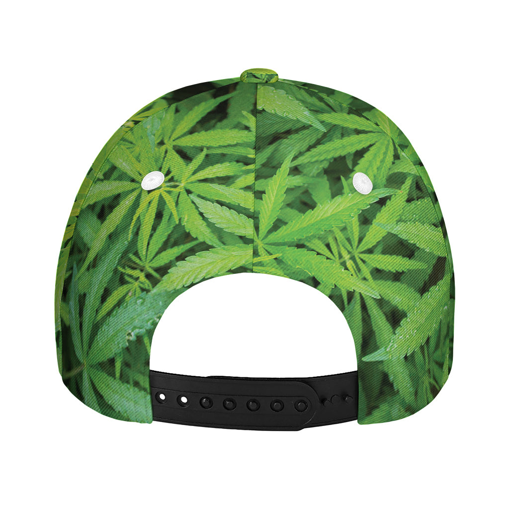 Green Pot Leaf Print Baseball Cap