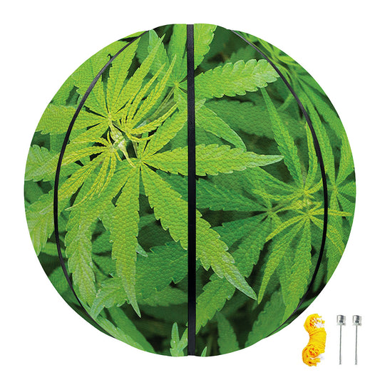 Green Pot Leaf Print Basketball
