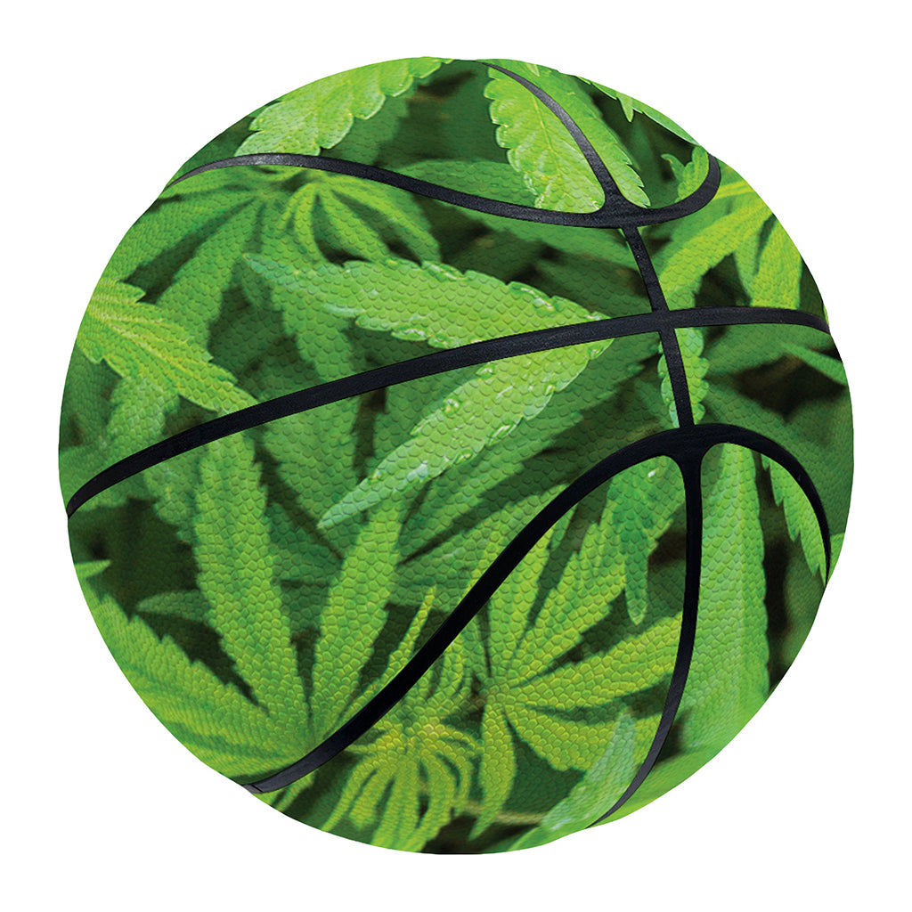 Green Pot Leaf Print Basketball