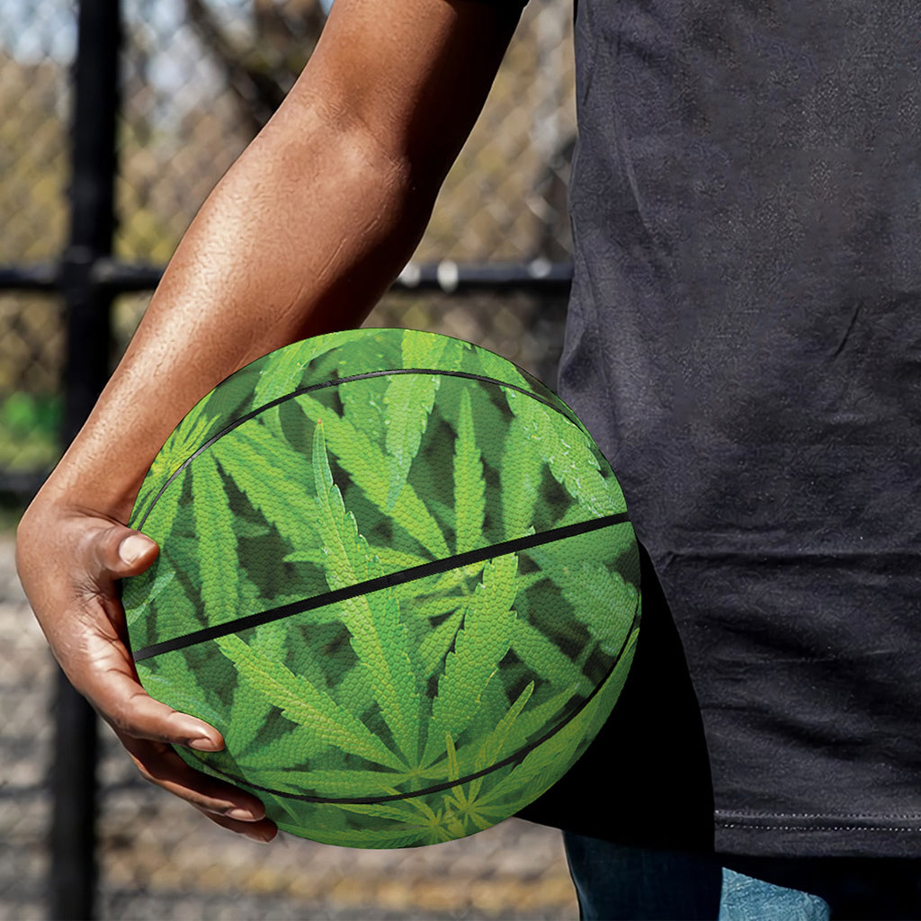 Green Pot Leaf Print Basketball