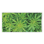 Green Pot Leaf Print Beach Towel