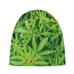 Green Pot Leaf Print Beanie