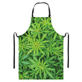 Green Pot Leaf Print Bib Apron With Pocket