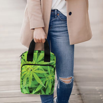 Green Pot Leaf Print Bible Tote Bag